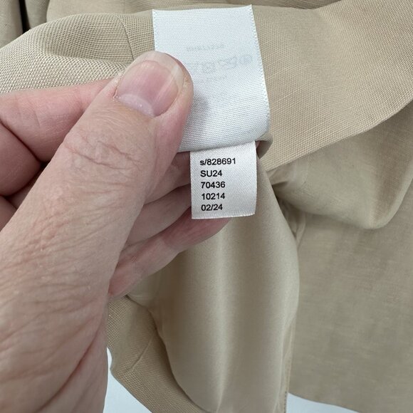ANN TAYLOR jacket blazer linen blend one button career business pockets beige 6 - Picture 9 of 9